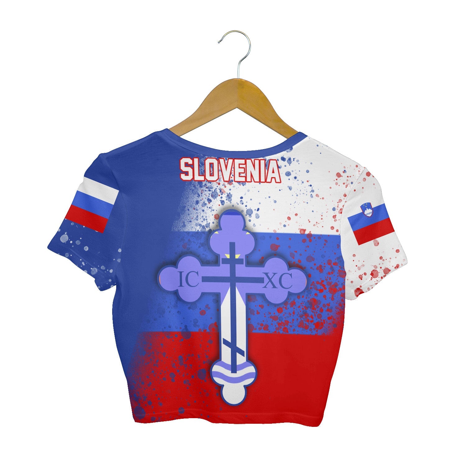 Slovenia Crop Top T Shirt Flag & Coat Of Arms Orthodox Style