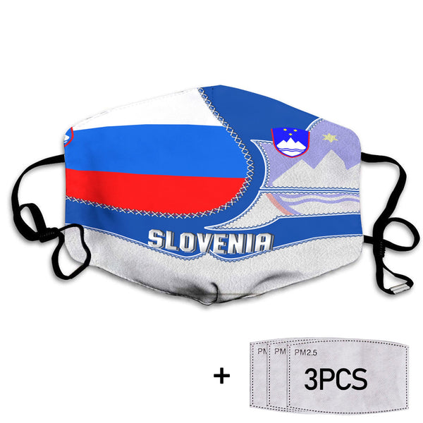 Slovenia Face Mask Flag & Coat Of Arms Leather Style