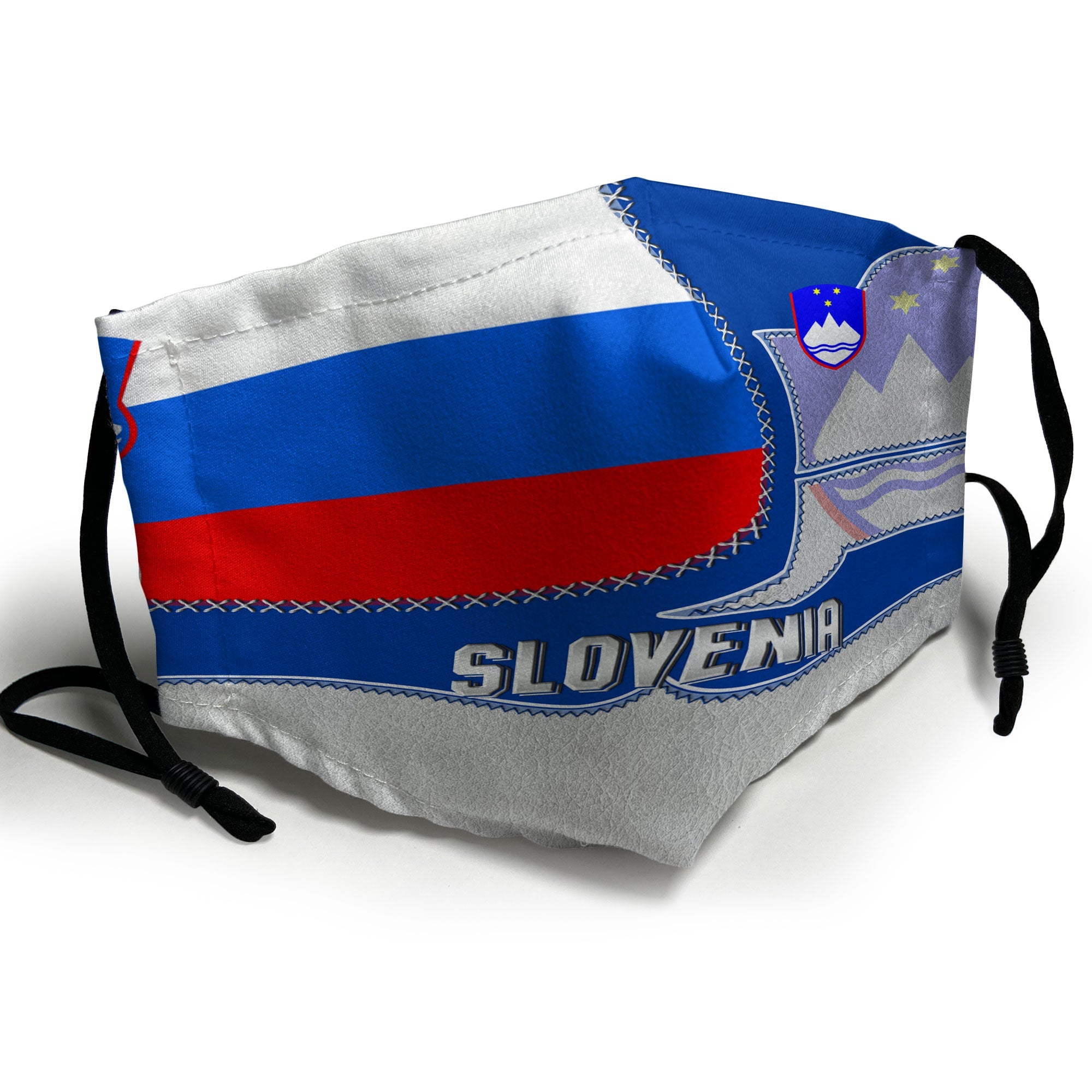 Slovenia Face Mask Flag & Coat Of Arms Leather Style