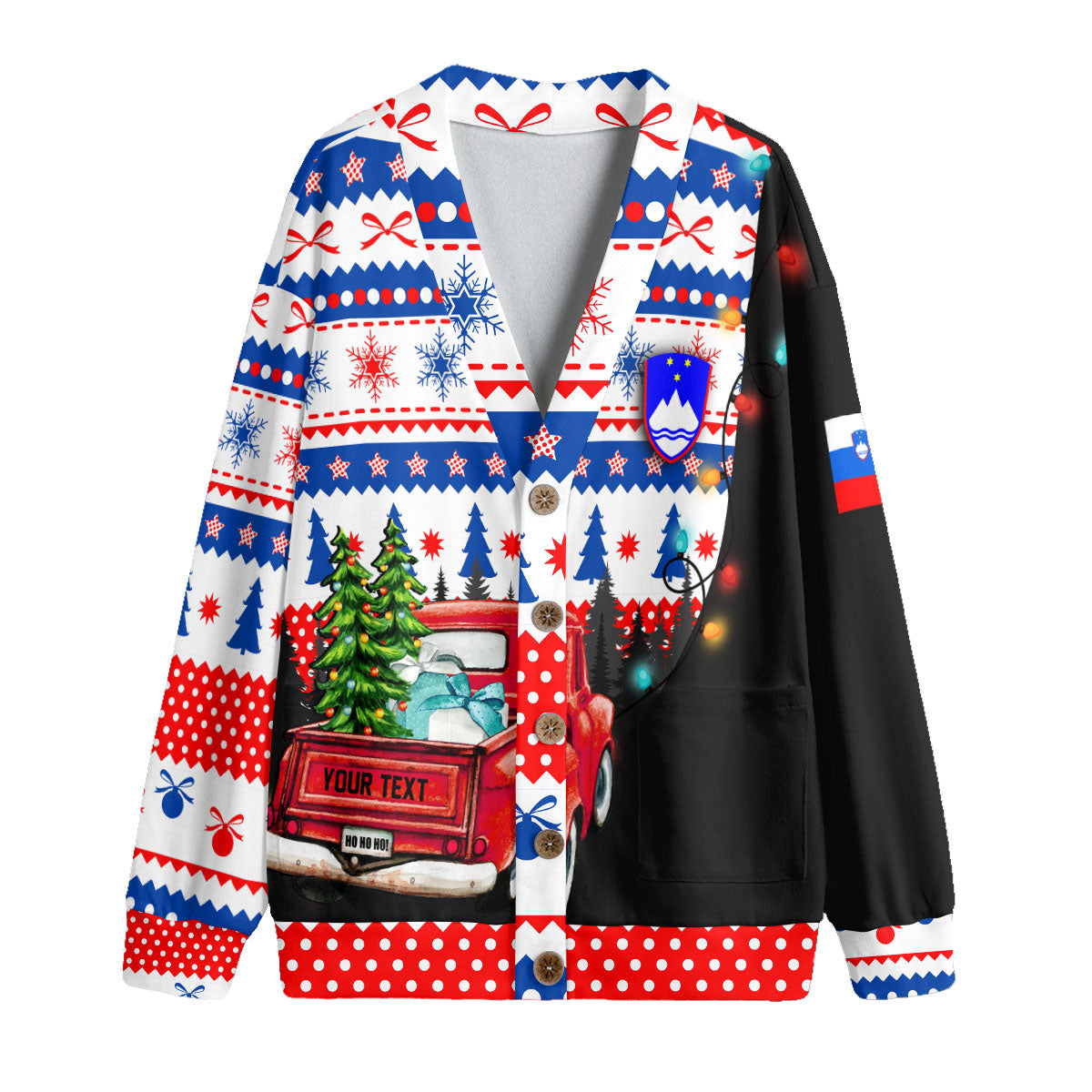 Slovenia Fleece Cardigan Coat Of Arms Christmas Style