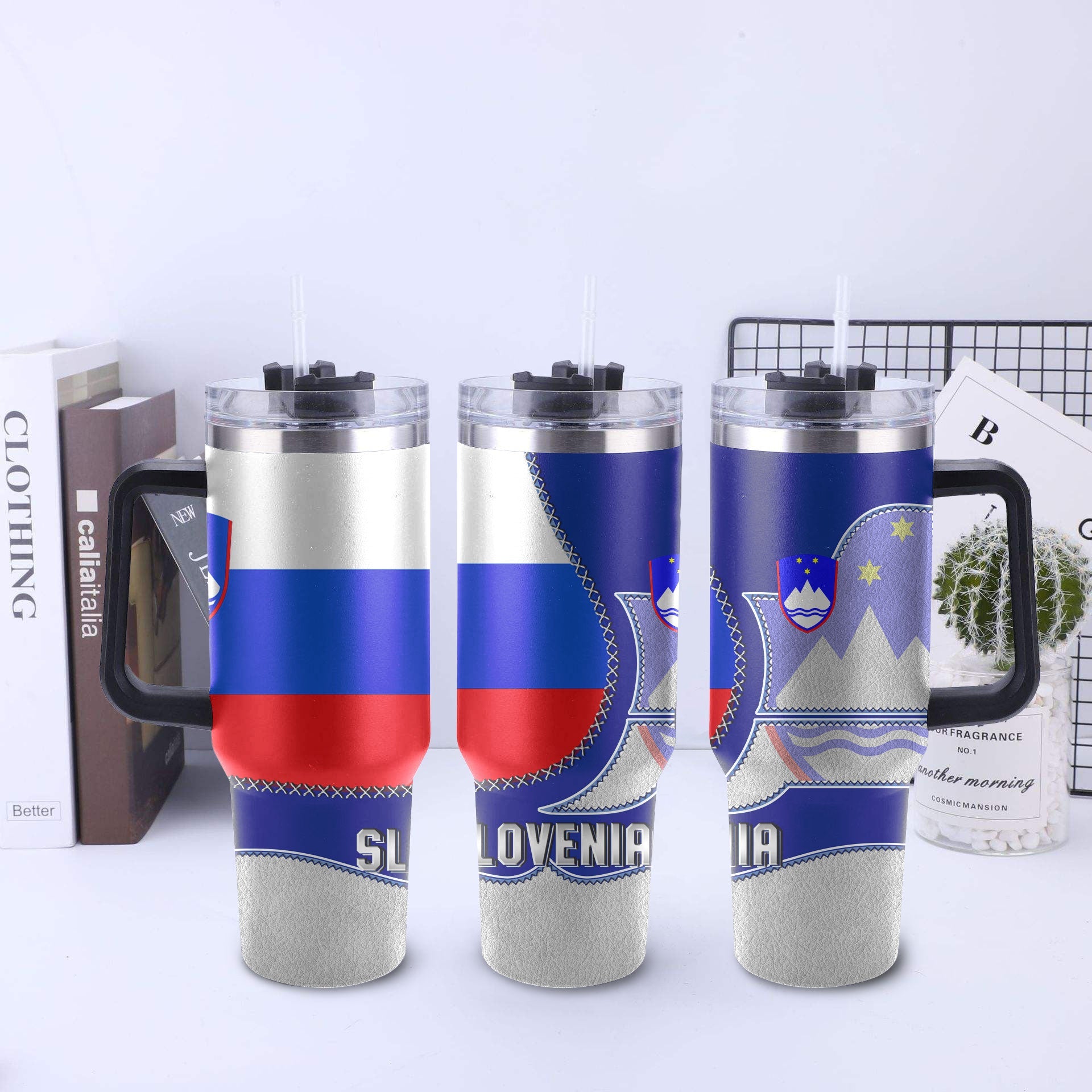 Slovenia Handle Tumbler Flag & Coat Of Arms Leather Style