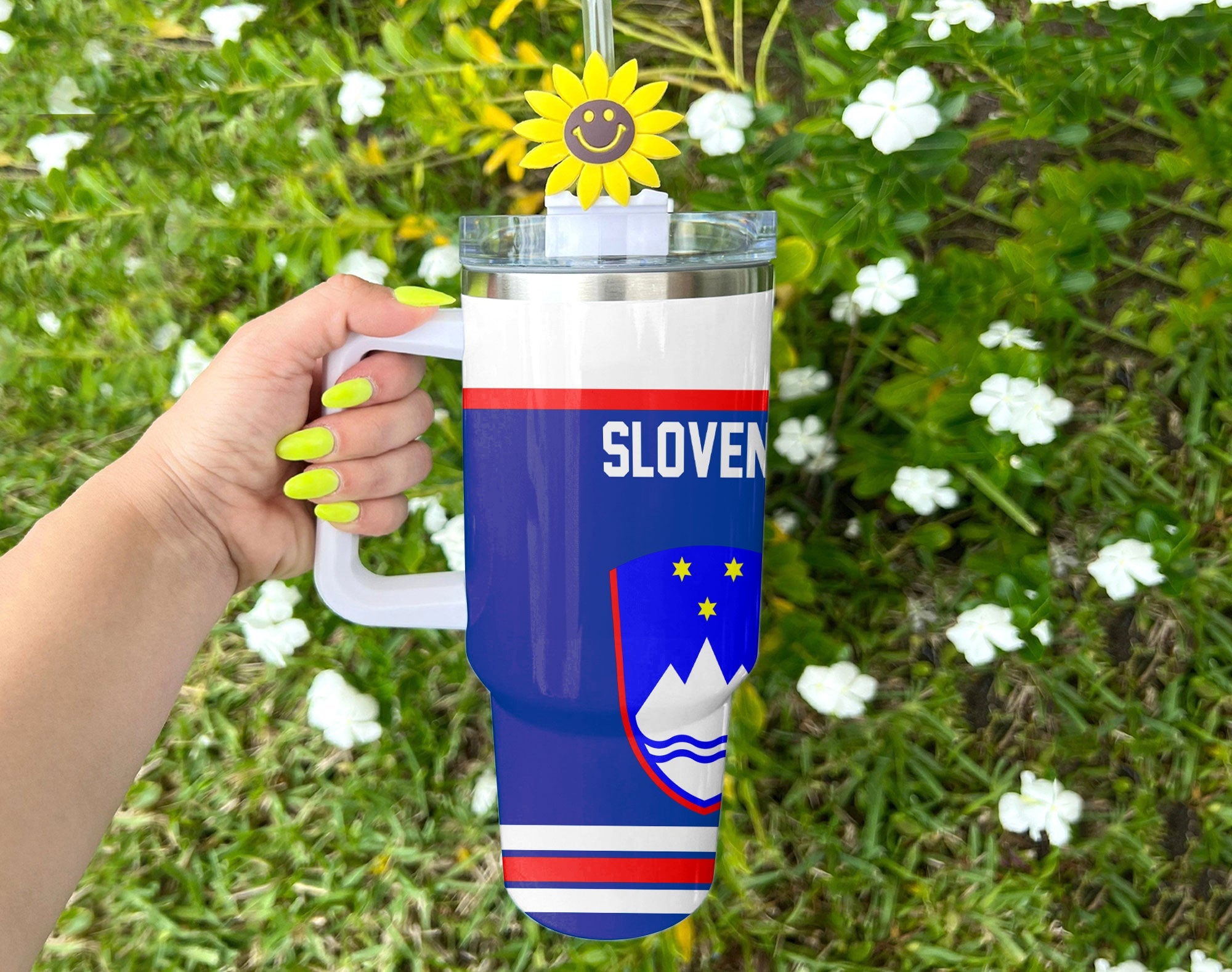 Slovenia Handle Tumbler Flag & Coat Of Arms Hockey Style