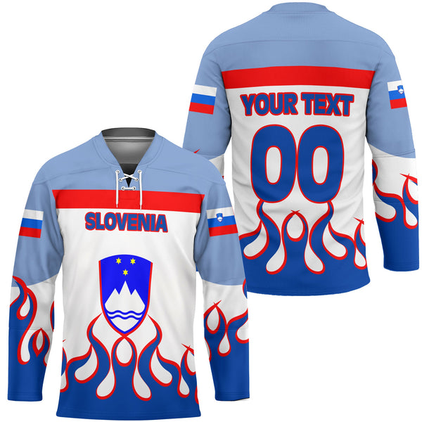 Slovenia Hockey Jersey Flag & Coat Of Arms Fire Hockey Style