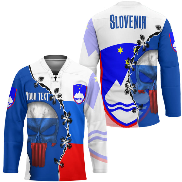 Slovenia Hockey Jersey Flag & Coat Of Arms Skull Style