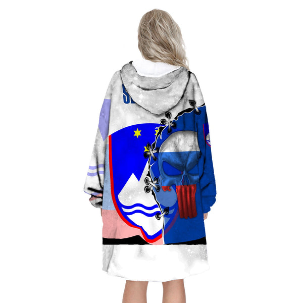 Slovenia Snug Hoodie Flag & Coat Of Arms Skull Style