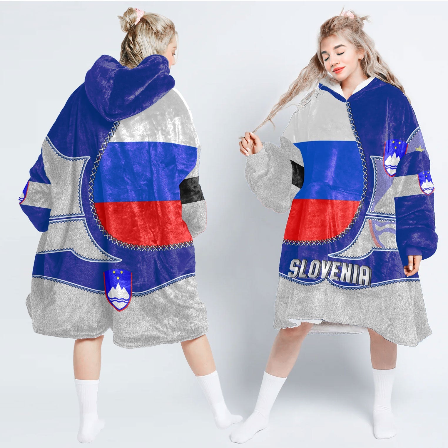 Slovenia Hoodie Blanket Flag & Coat Of Arms Leather Style