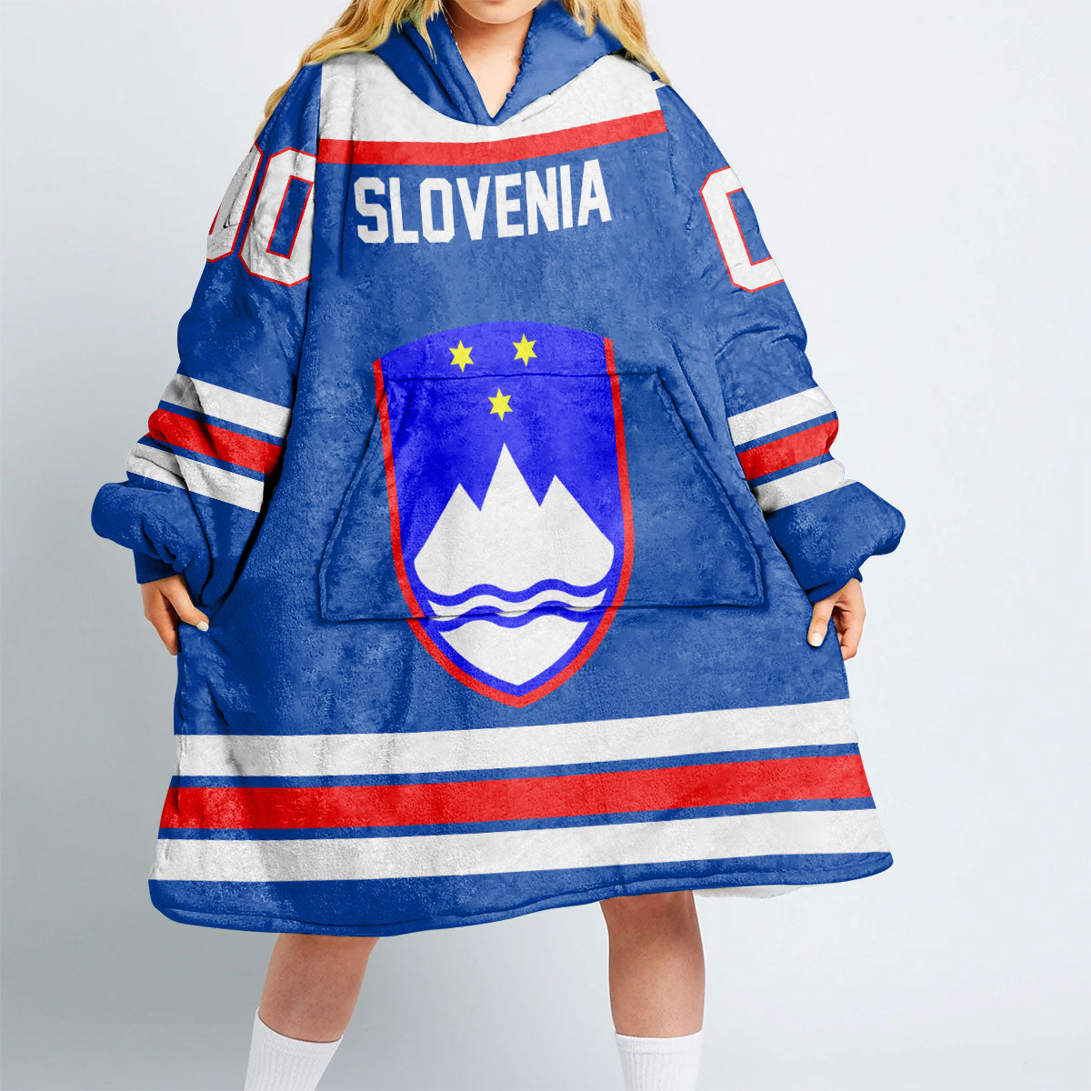 Slovenia Snug Hoodie Flag & Coat Of Arms Hockey Style