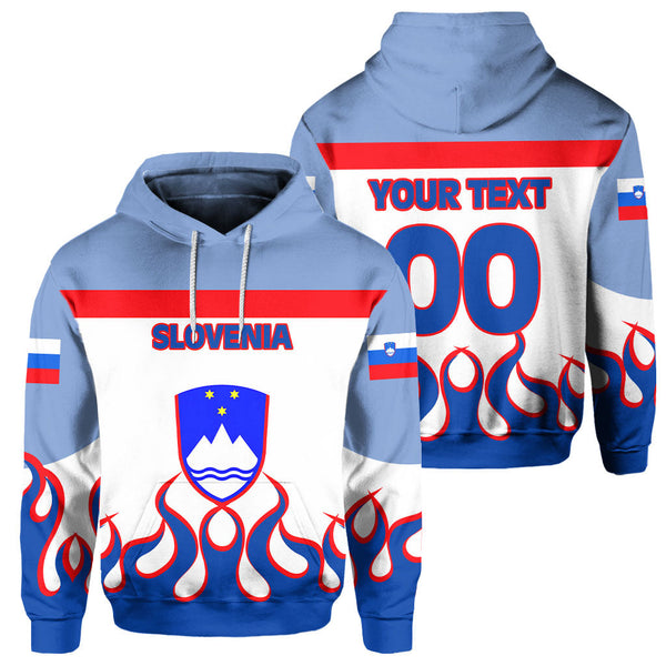 Slovenia Hoodie Flag & Coat Of Arms Fire Hockey Style