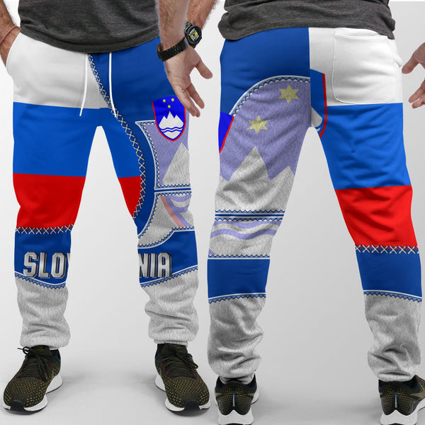 Slovenia Jogger Pant Flag & Coat Of Arms Leather Style