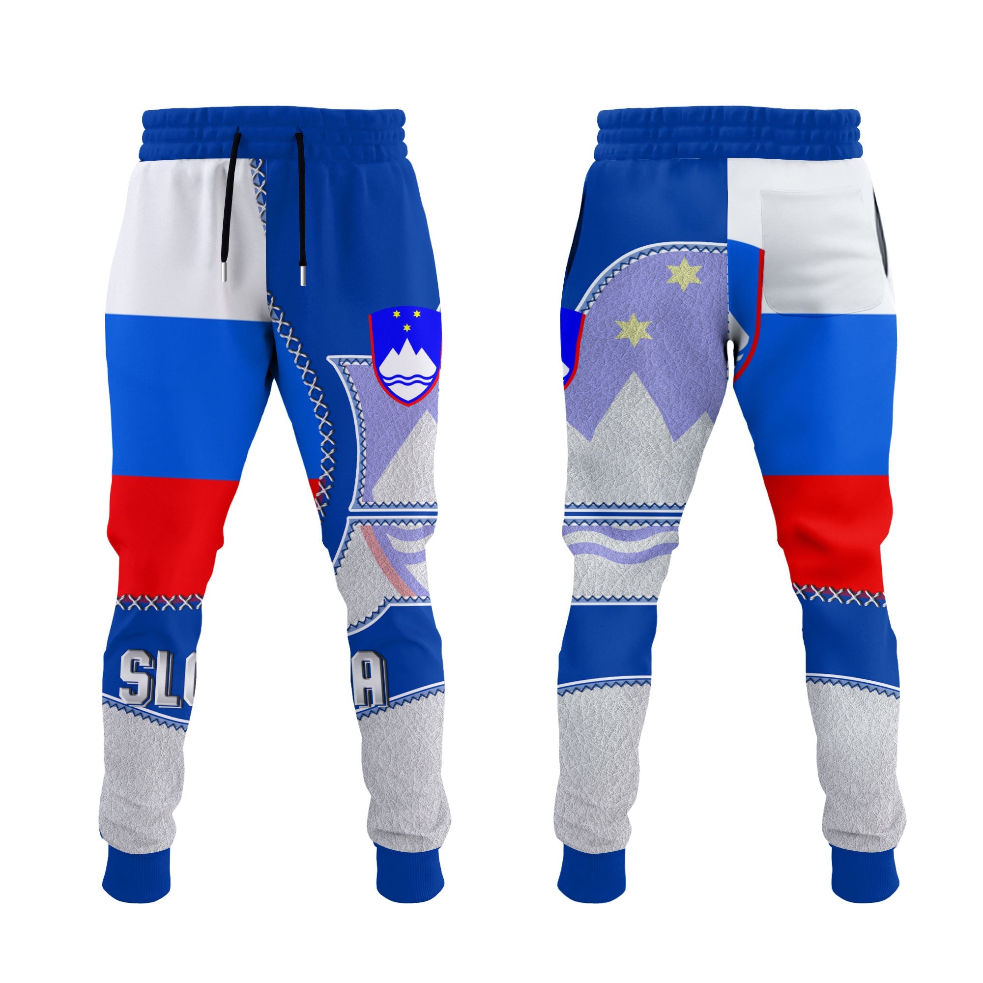 Slovenia Jogger Pant Flag & Coat Of Arms Leather Style