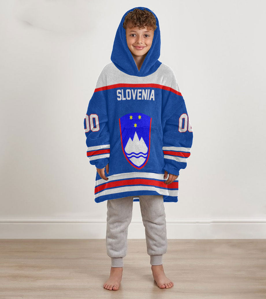 Slovenia Snug Hoodie Kid Flag & Coat Of Arms Hockey Style