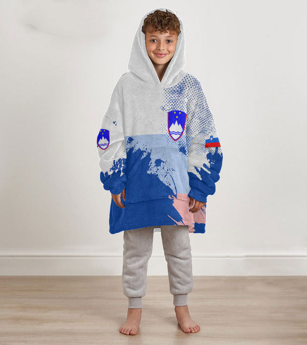 Slovenia Kid Snug Hoodie Flag & Coat Of Arms Paint Style