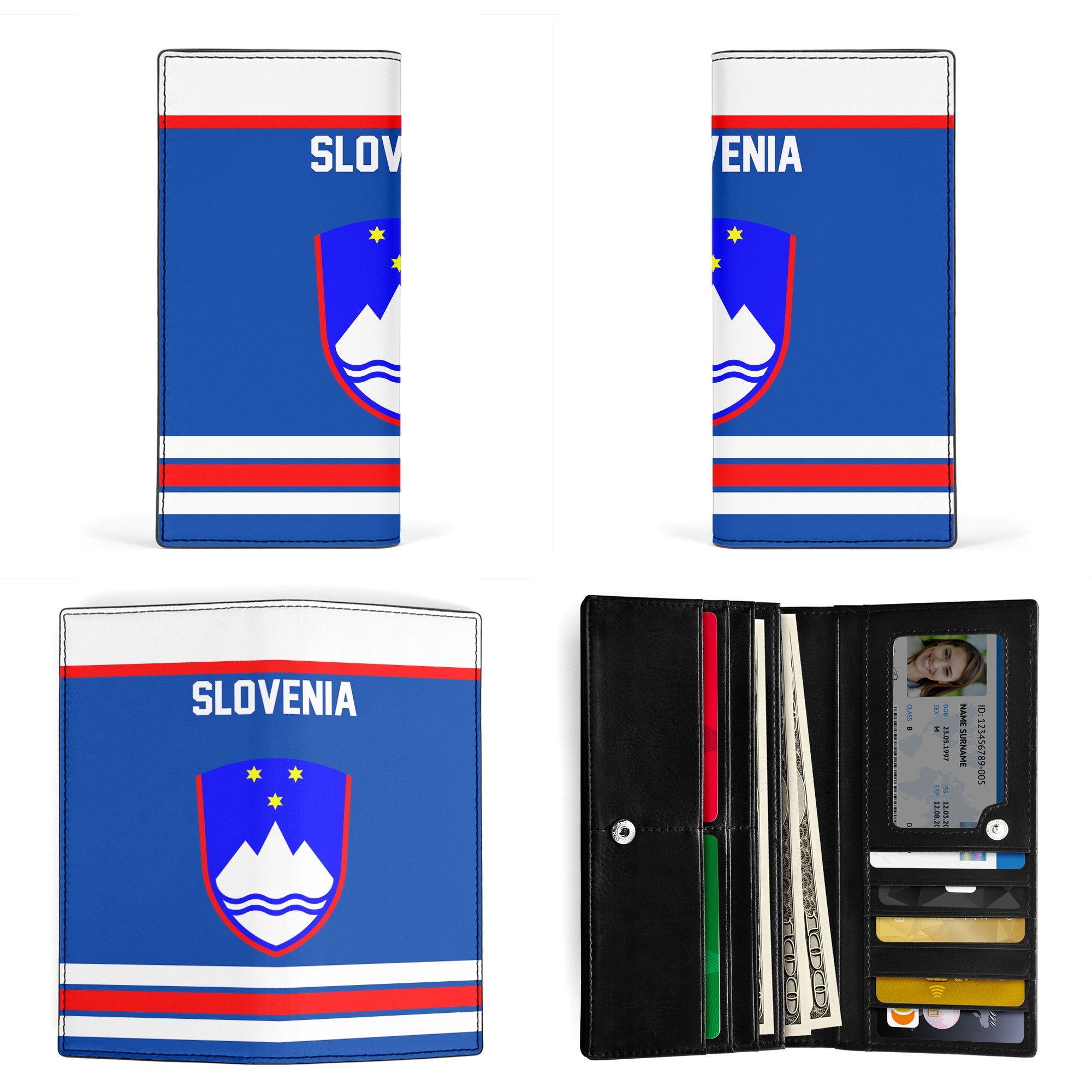 Slovenia Leather Wallet Flag & Coat Of Arms Hockey Style