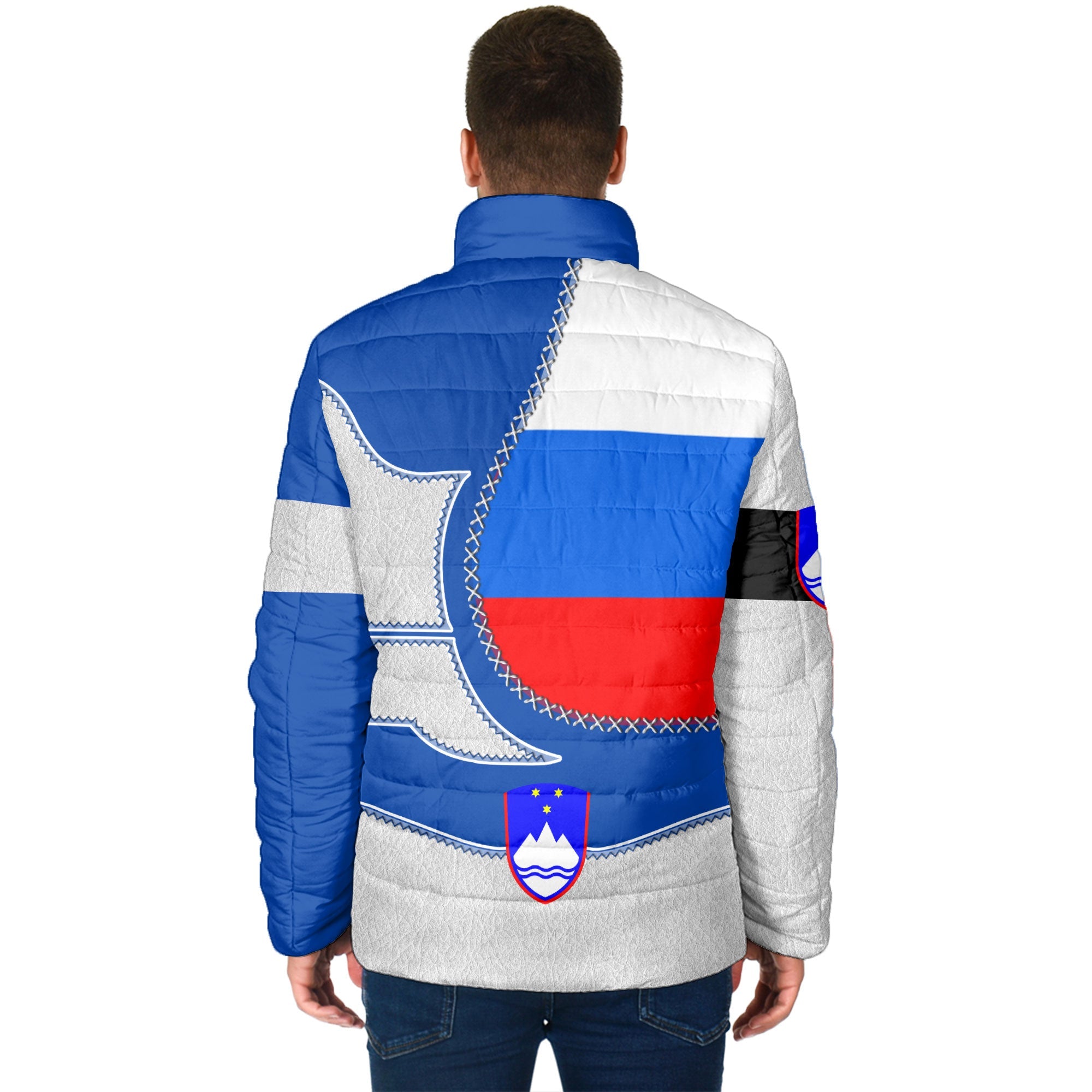 Slovenia Men Padded Jacket Flag & Coat Of Arms Leather Style