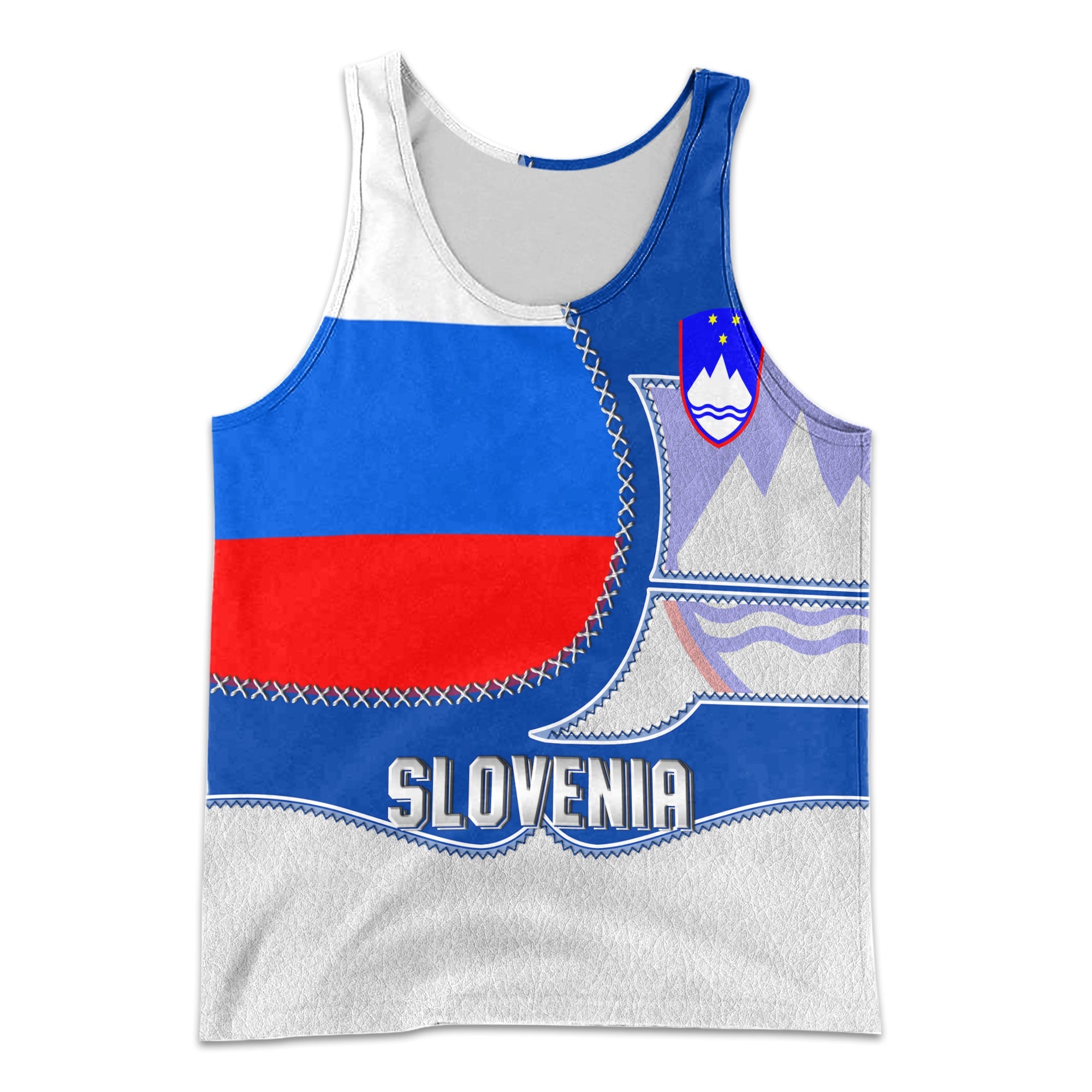 Slovenia Men Tank Top Flag & Coat Of Arms Leather Style