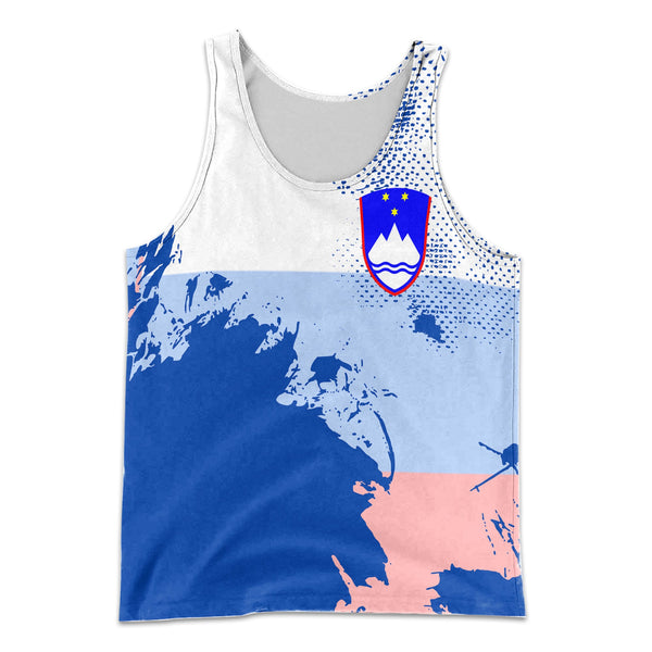 Slovenia Men Tank Top Flag & Coat Of Arms Paint Style