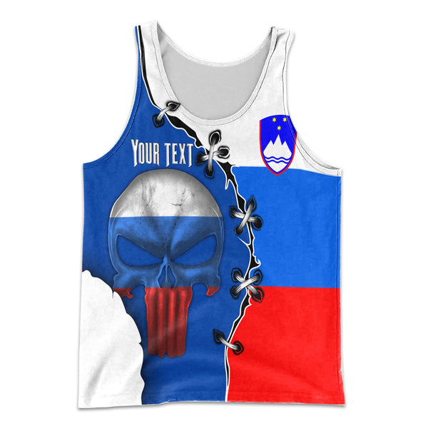 Slovenia Men Tank Top Flag & Coat Of Arms Skull Style