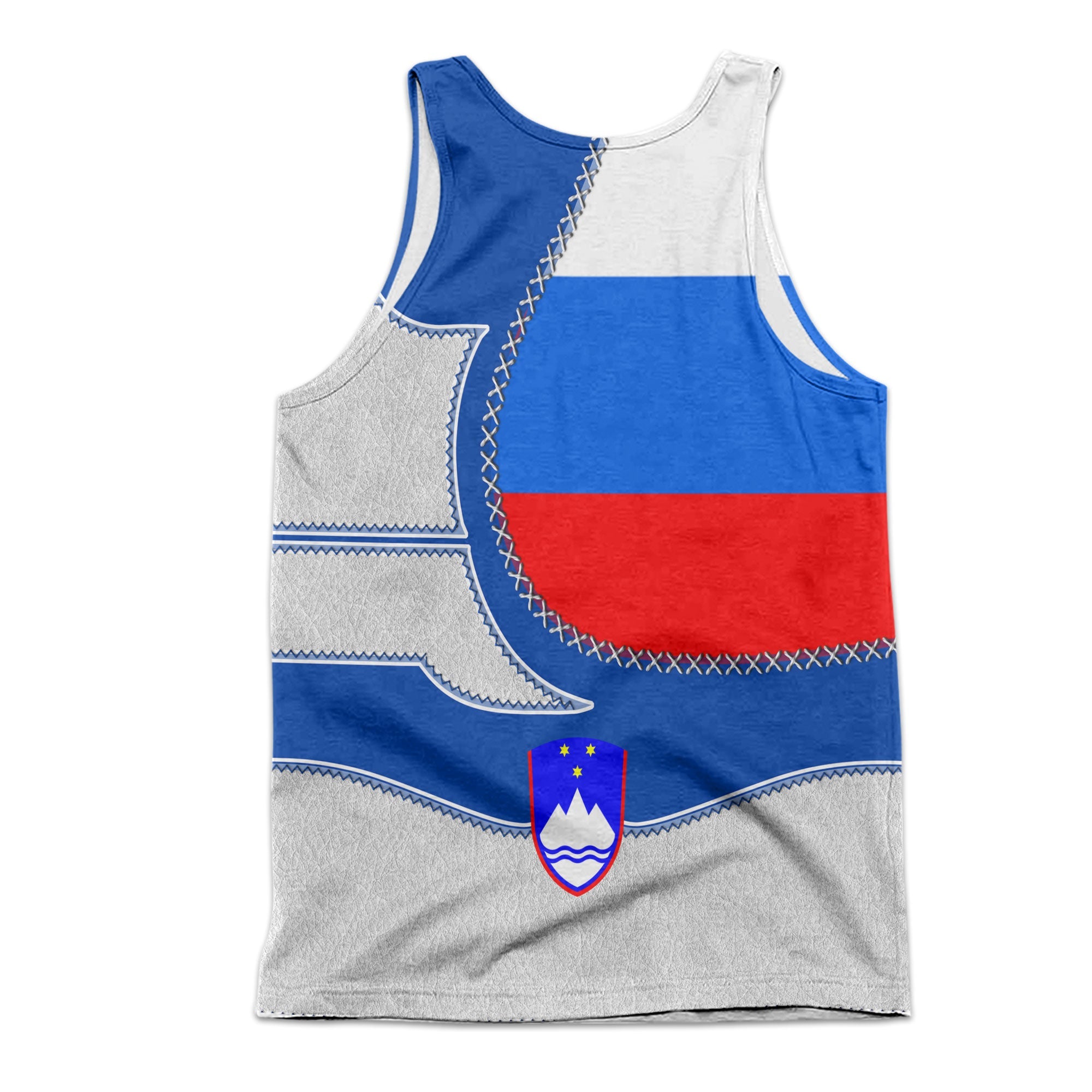 Slovenia Men Tank Top Flag & Coat Of Arms Leather Style