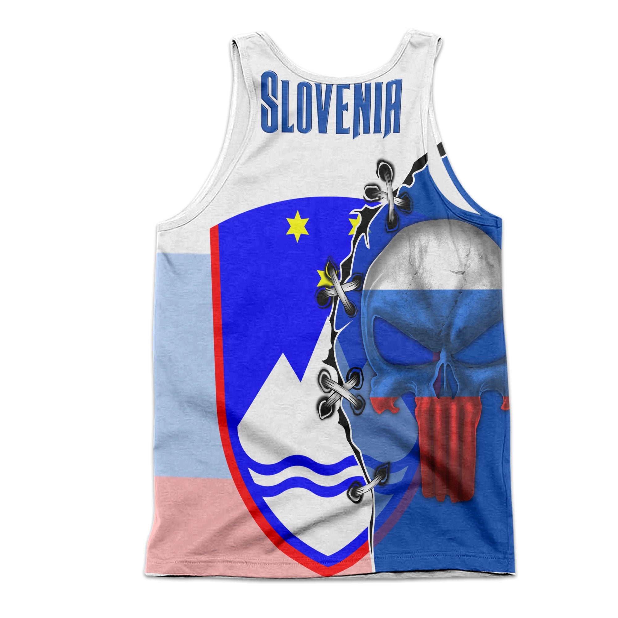 Slovenia Men Tank Top Flag & Coat Of Arms Skull Style