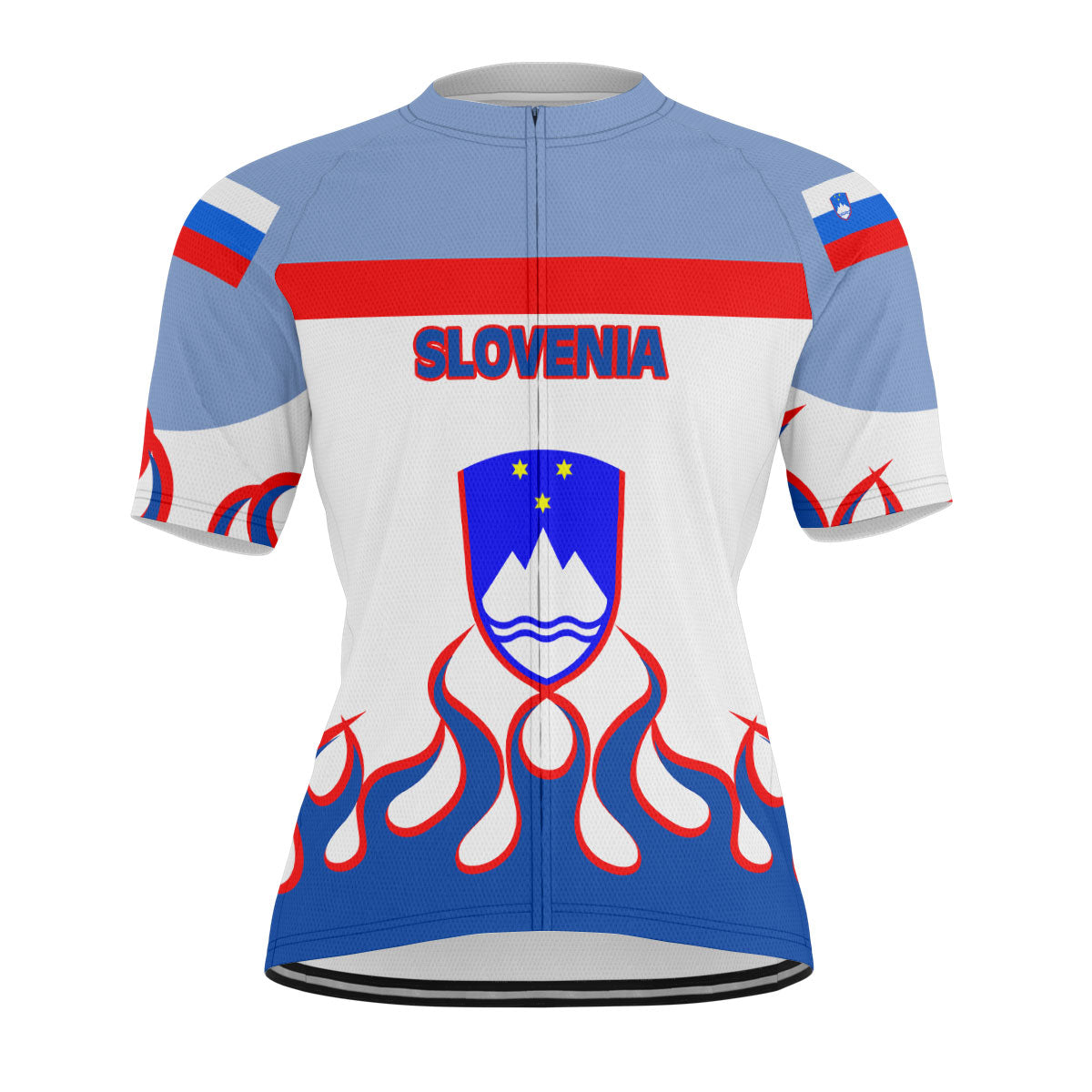 Slovenia Men's Cycling Jersey Flag & Coat Of Arms Fire Hockey Style