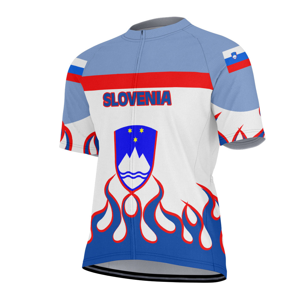 Slovenia Men's Cycling Jersey Flag & Coat Of Arms Fire Hockey Style