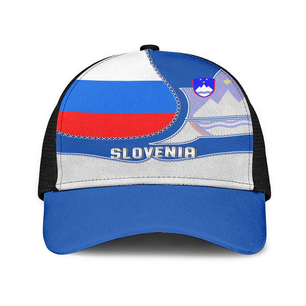 Slovenia Mesh Back Cap Flag & Coat Of Arms Leather Style