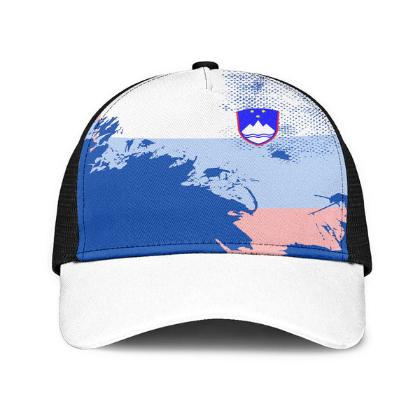 Slovenia Mesh Back Cap Flag & Coat Of Arms Paint Style