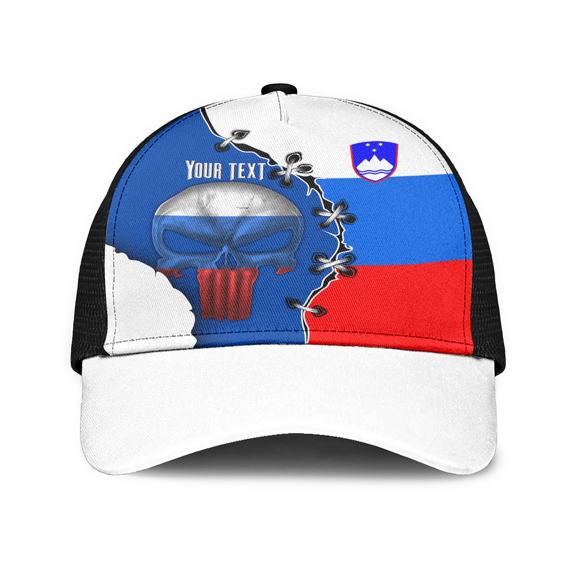 Slovenia Mesh Back Cap Flag & Coat Of Arms Skull Style