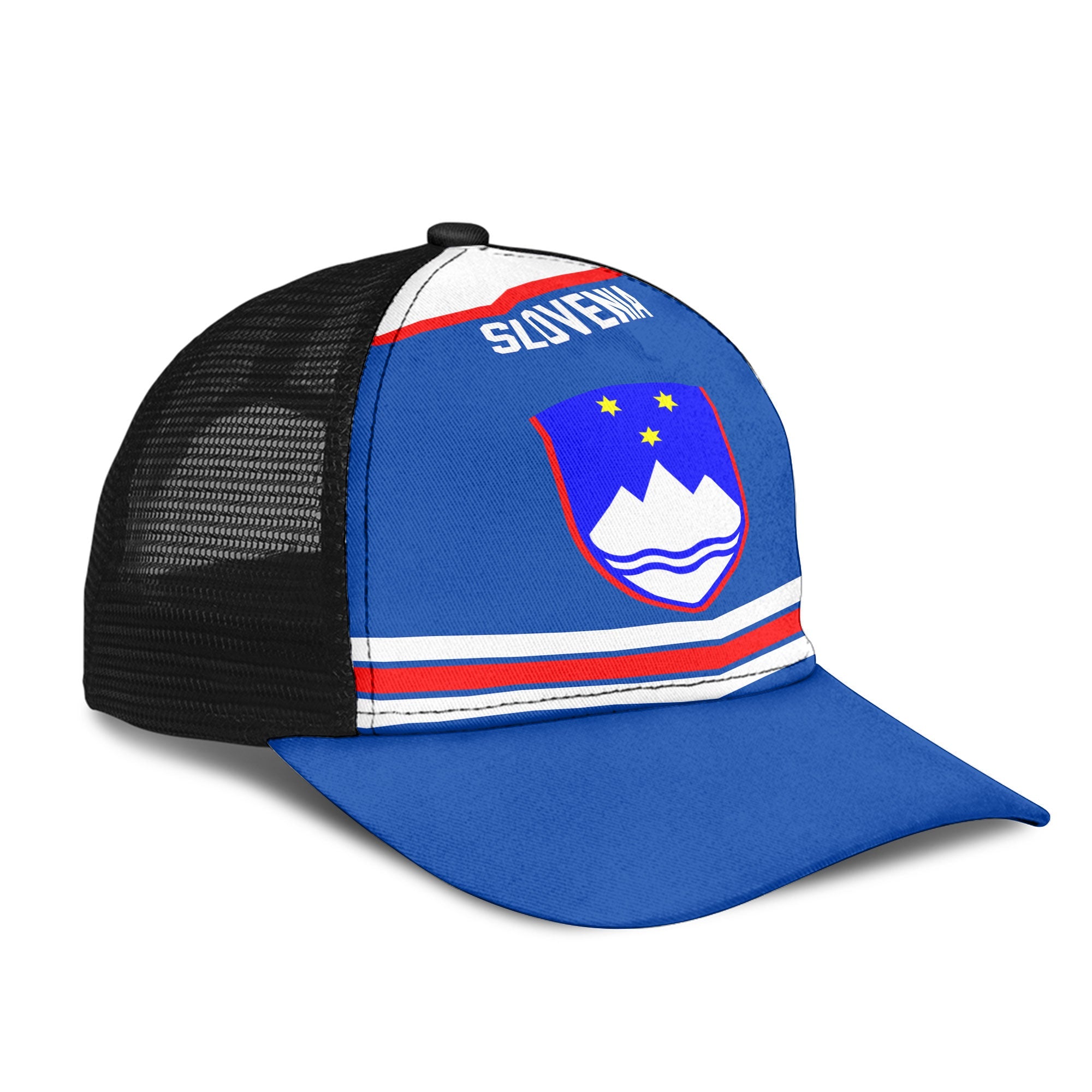 Slovenia Mesh Back Cap Flag & Coat Of Arms Hockey Style