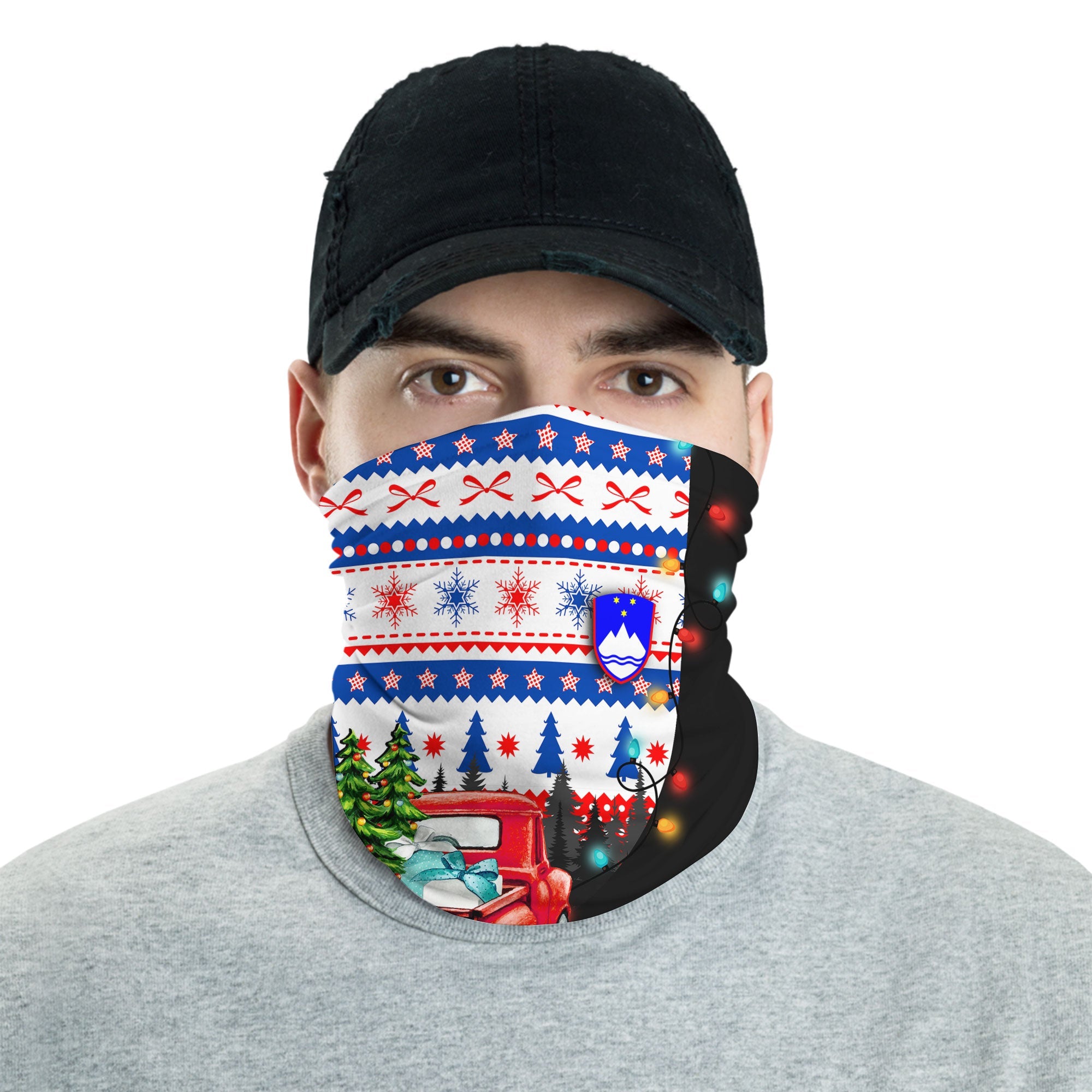 Slovenia Neck Gaiter Coat Of Arms Christmas Style