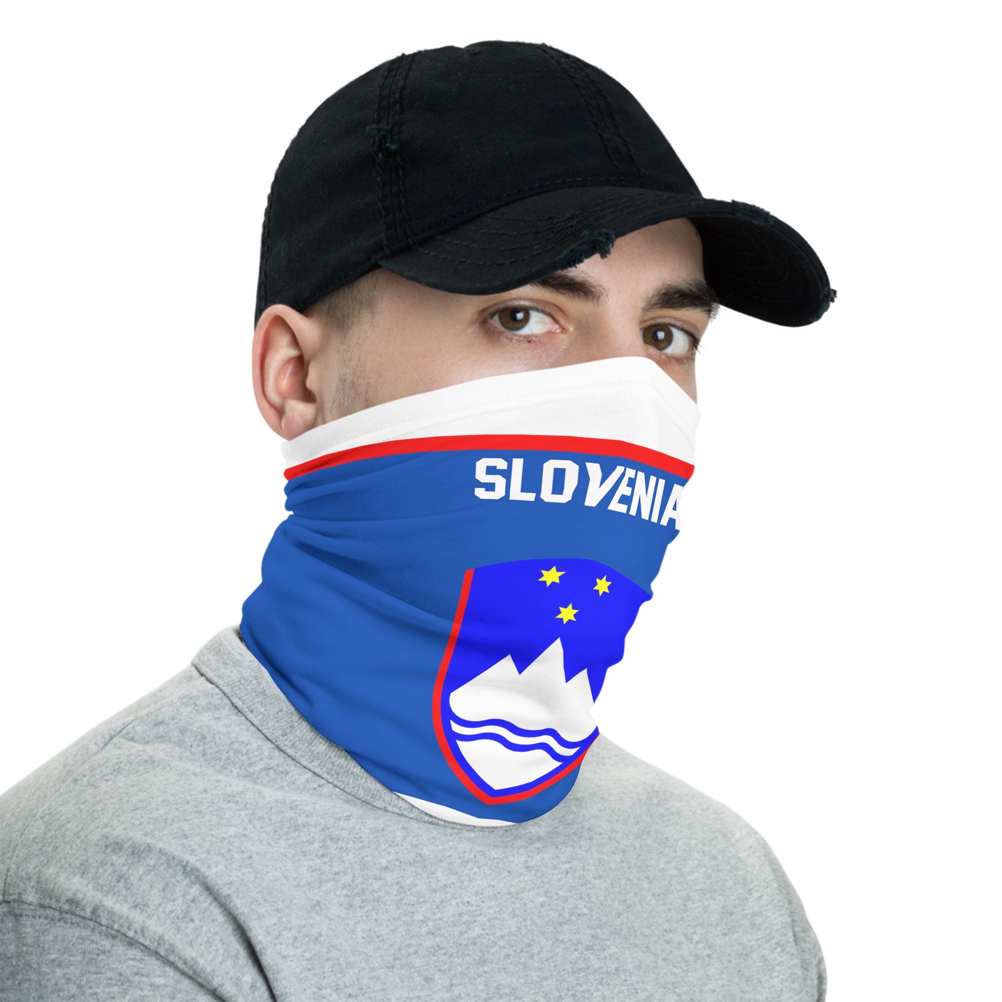 Slovenia Neck Gaiter Flag & Coat Of Arms Hockey Style