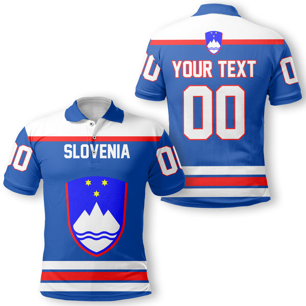 Slovenia Polo Shirt Flag & Coat Of Arms Hockey Style