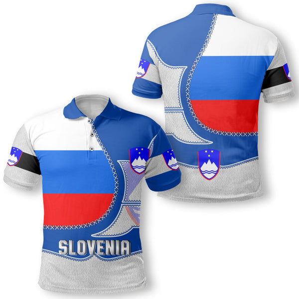 Slovenia Polo Shirt Flag & Coat Of Arms Leather Style