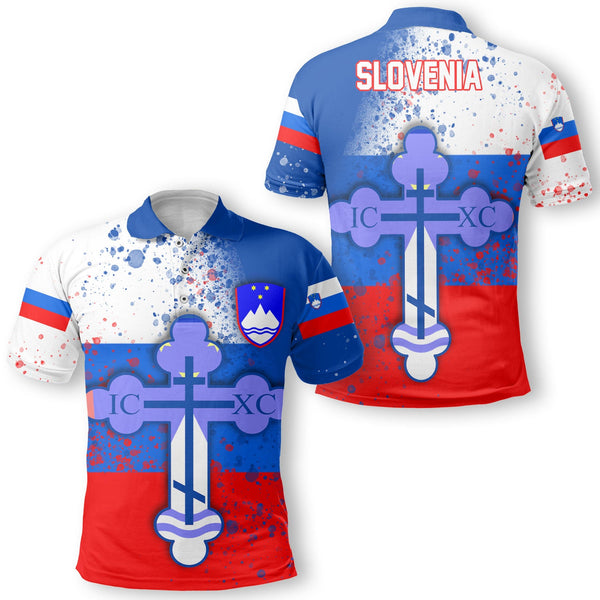 Slovenia Polo Shirt Flag & Coat Of Arms Orthodox Style