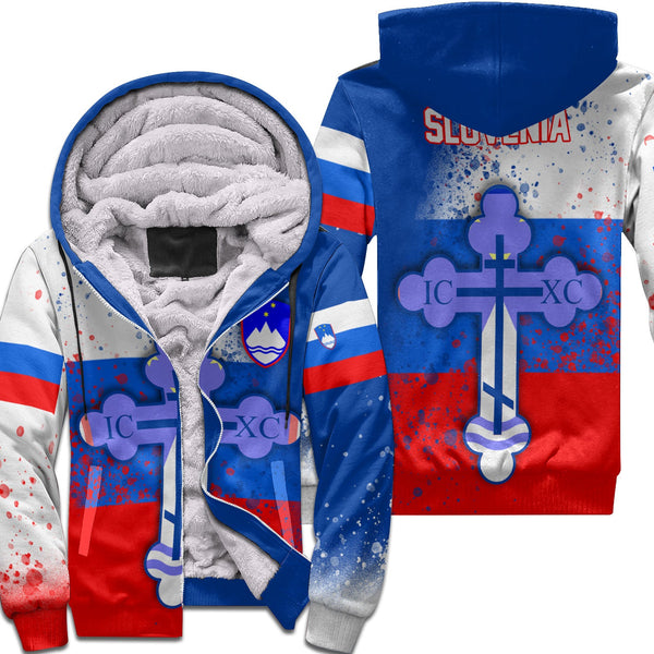 Slovenia Sherpa Hoodie Flag & Coat Of Arms Orthodox Style