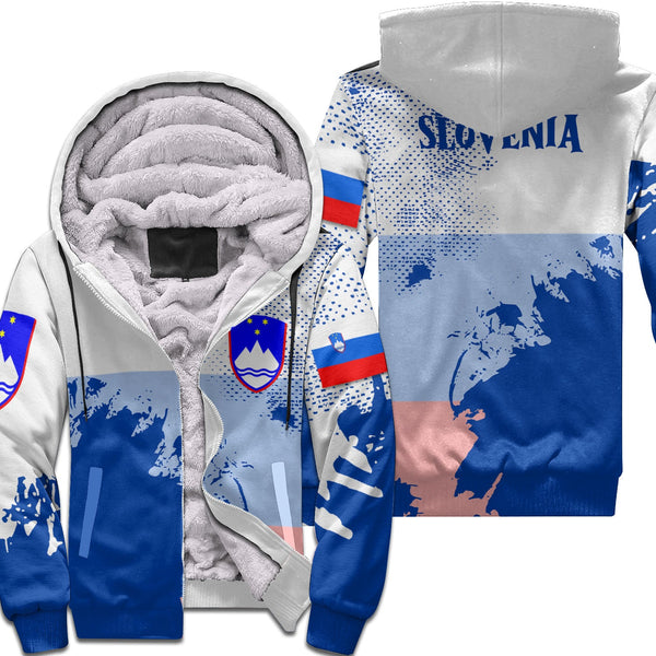 Slovenia Sherpa Hoodie Flag & Coat Of Arms Paint Style