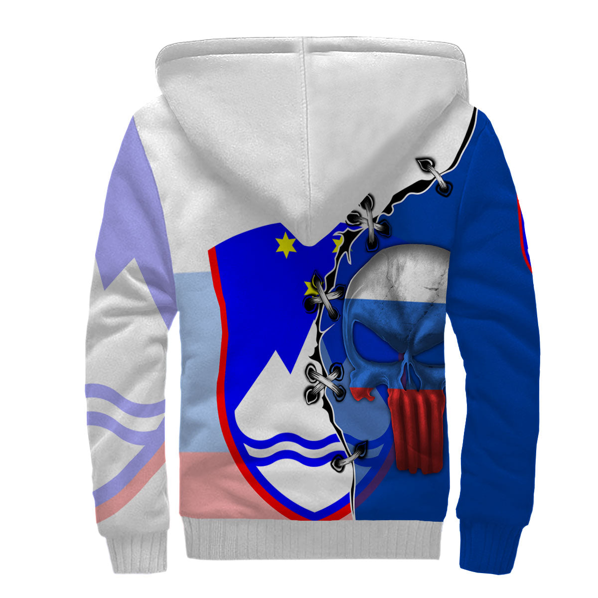 Slovenia Sherpa Hoodie Flag & Coat Of Arms Skull Style