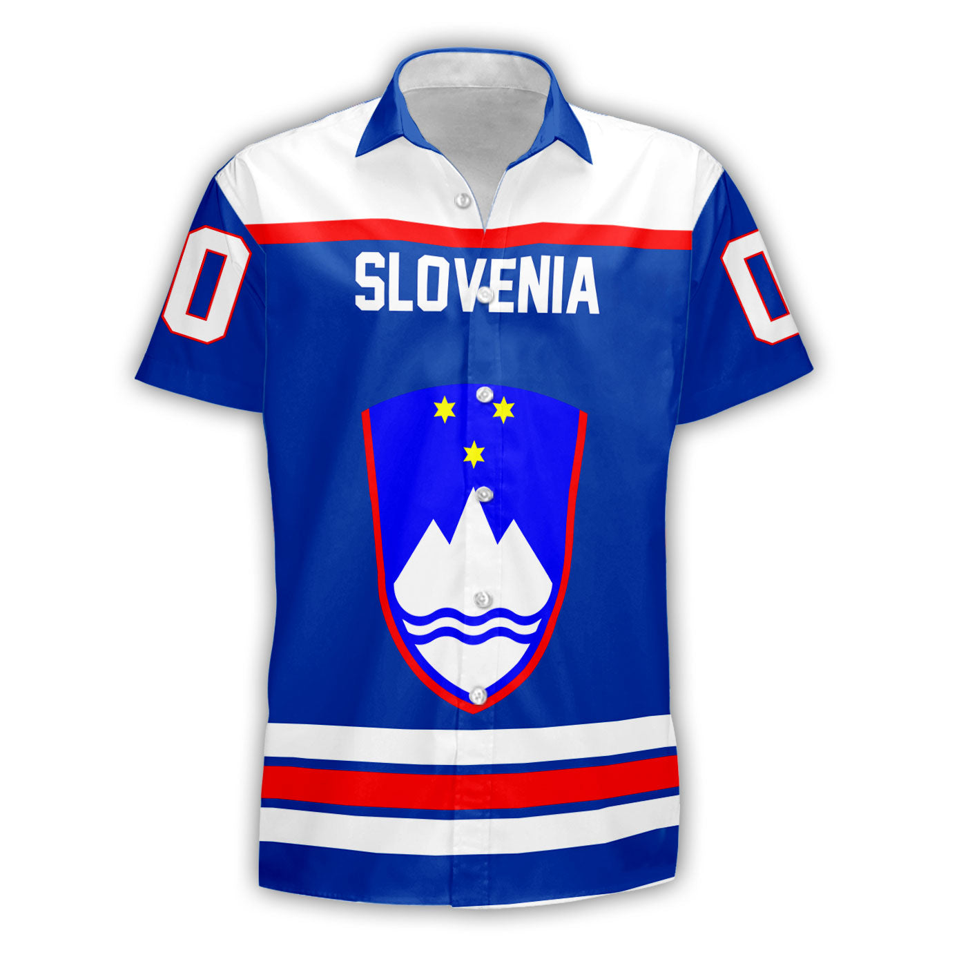 Slovenia Short Sleeve Shirt Flag & Coat Of Arms Hockey Style