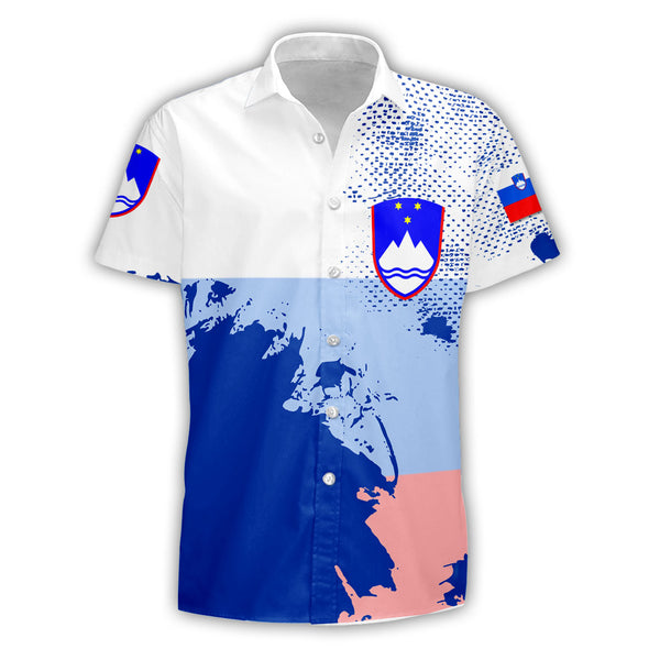 Slovenia Short Sleeve Shirt Flag & Coat Of Arms Paint Style