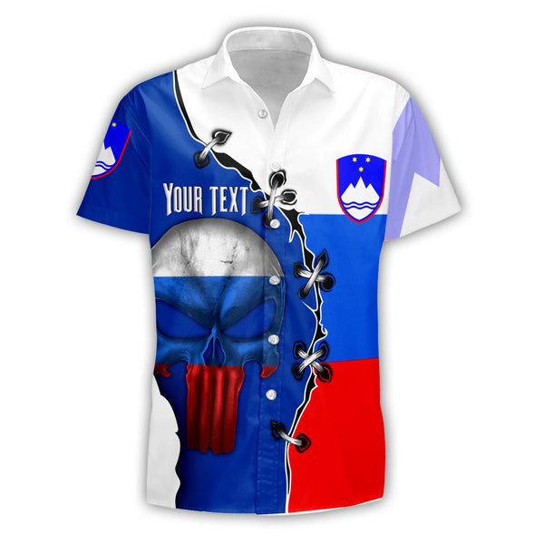 Slovenia Short Sleeve Shirt Flag & Coat Of Arms Skull Style