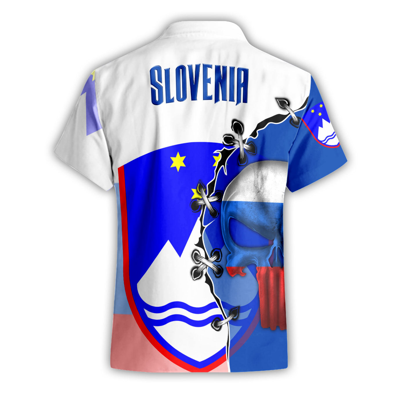 Slovenia Short Sleeve Shirt Flag & Coat Of Arms Skull Style