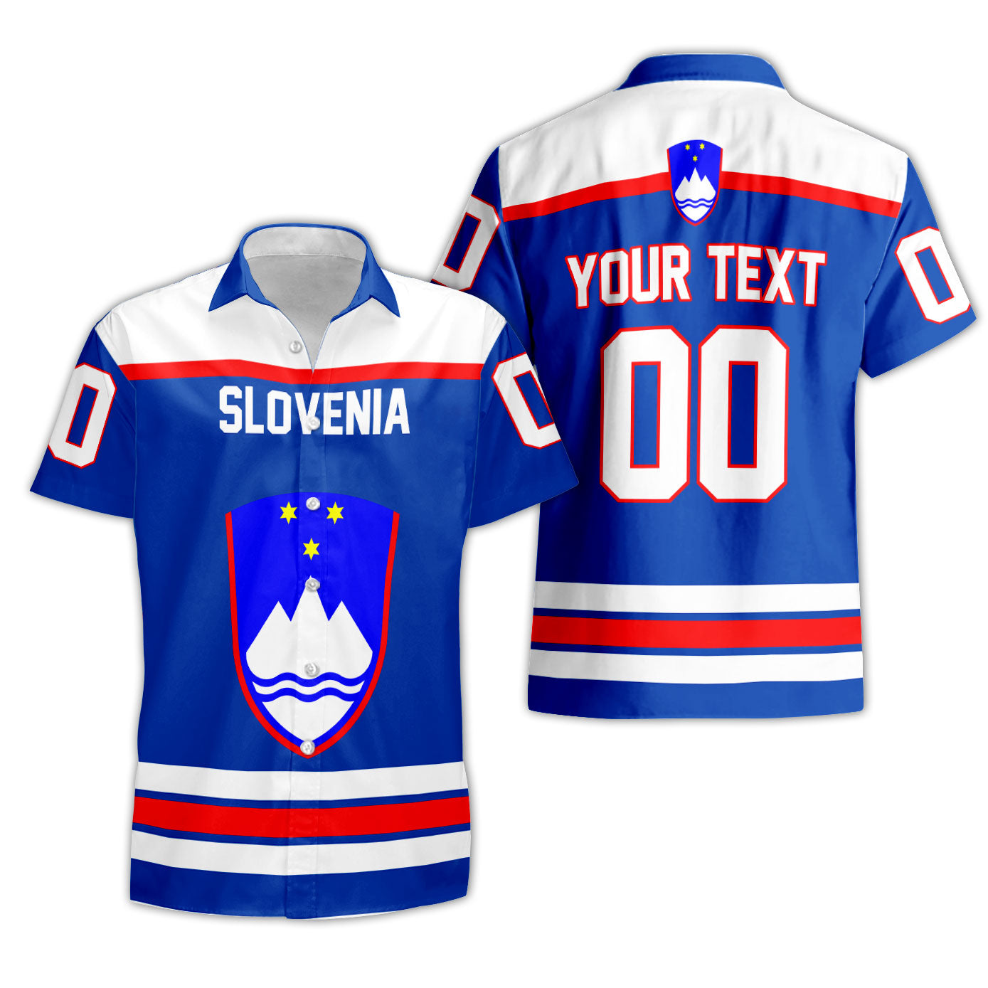 Slovenia Short Sleeve Shirt Flag & Coat Of Arms Hockey Style