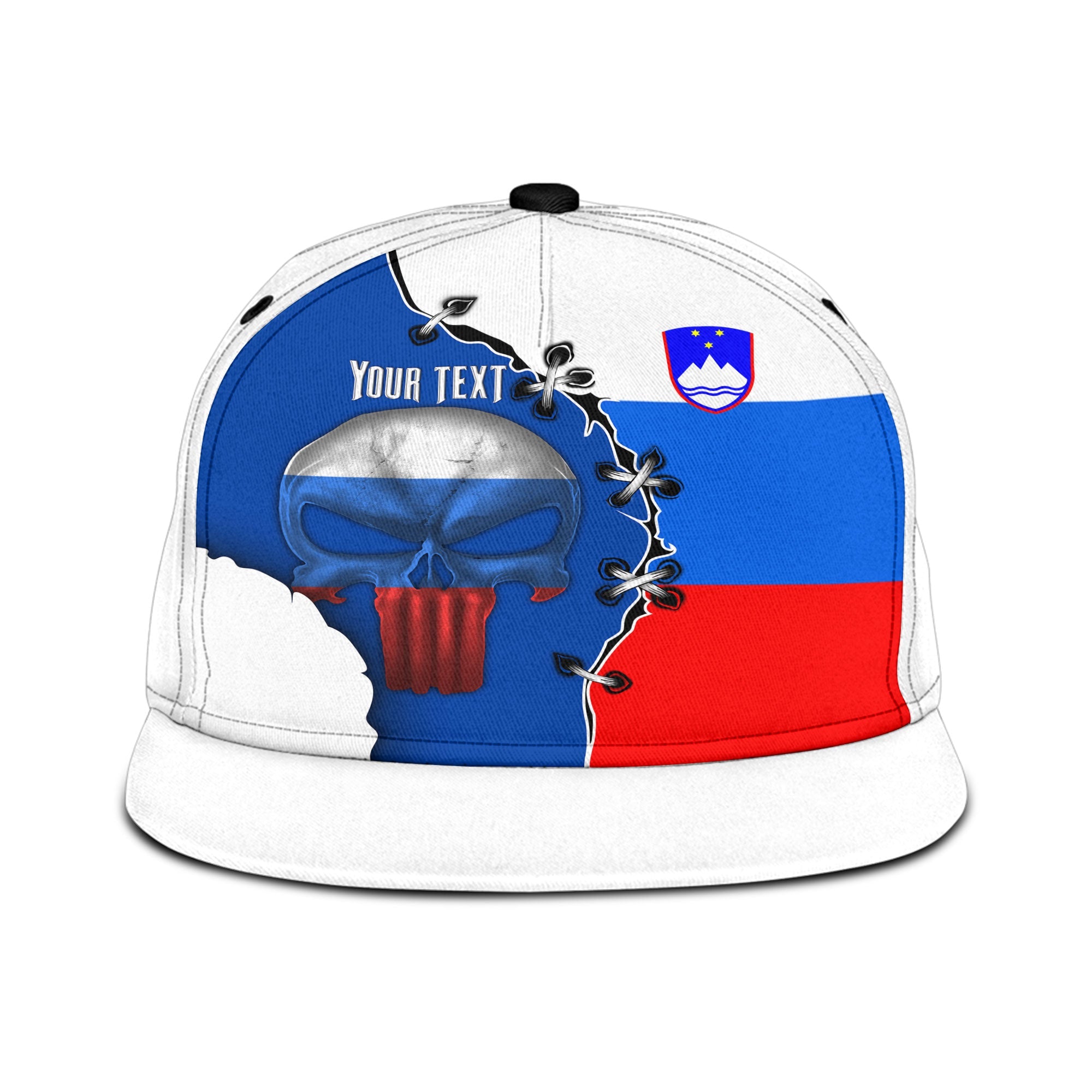 Slovenia Snapback Hat Flag & Coat Of Arms Skull Style