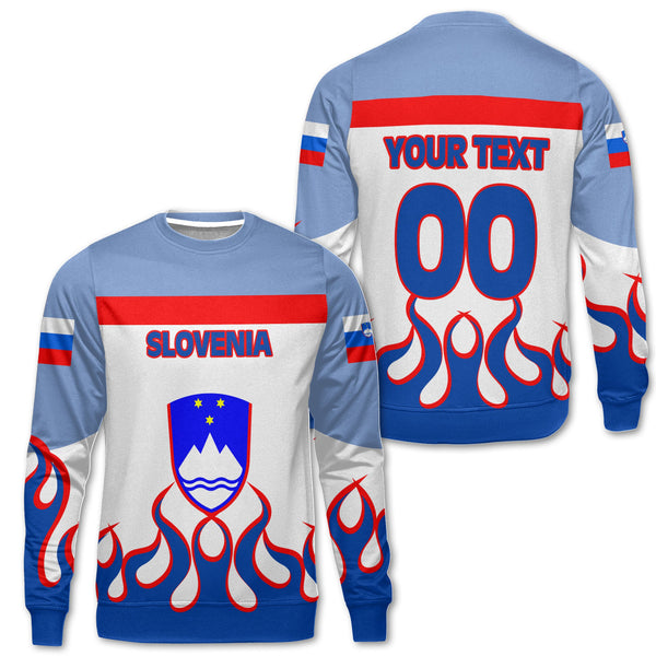 Slovenia Sweatshirt Flag & Coat Of Arms Fire Hockey Style