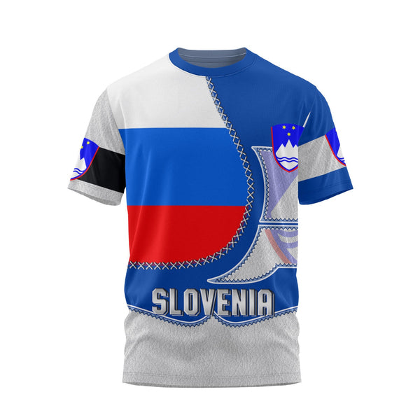 Slovenia T Shirt Flag & Coat Of Arms Leather Style