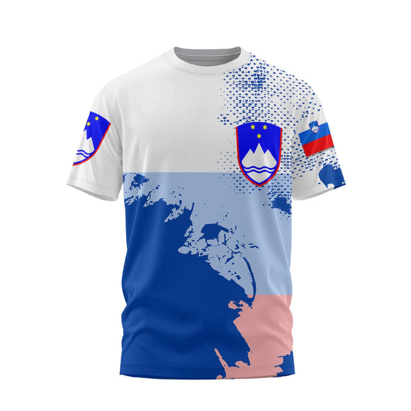 Slovenia T Shirt Flag & Coat Of Arms Paint Style