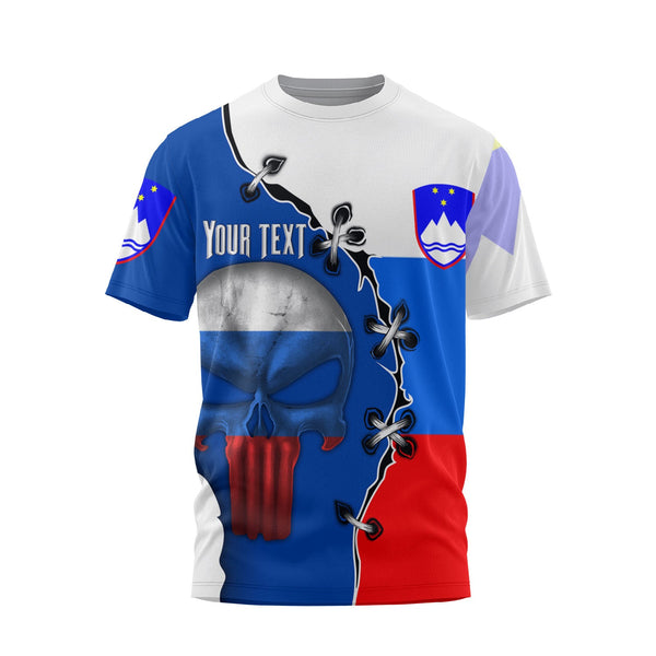 Slovenia T Shirt Flag & Coat Of Arms Skull Style