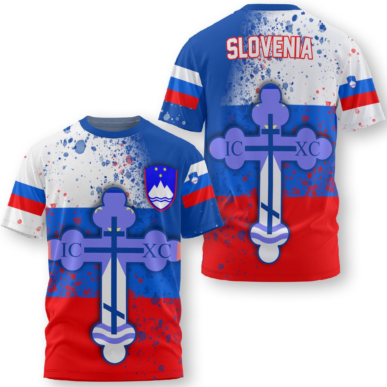 Slovenia T Shirt Flag & Coat Of Arms Orthodox Style