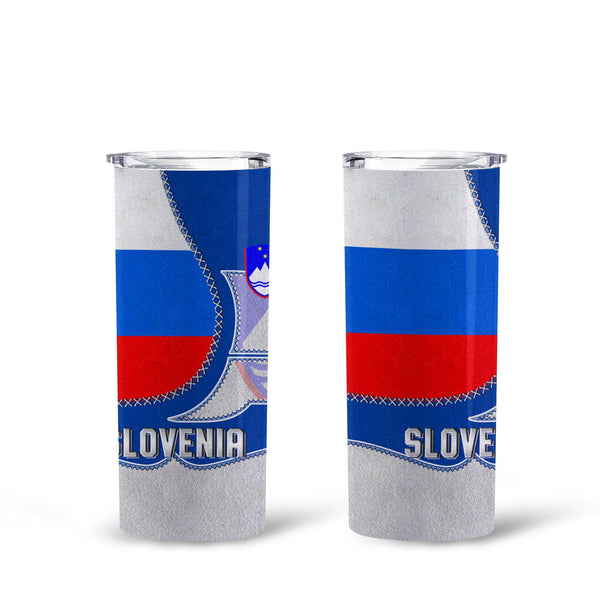 Slovenia Tall Glitter Tumbler Flag & Coat Of Arms Leather Style