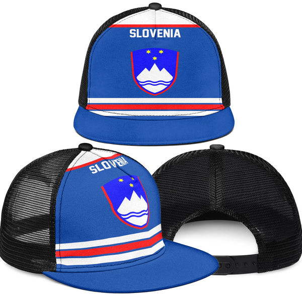 Slovenia Trucker Hat Flag & Coat Of Arms Hockey Style